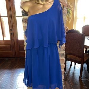 Ya Los Angeles one shoulder blue dress size small lined